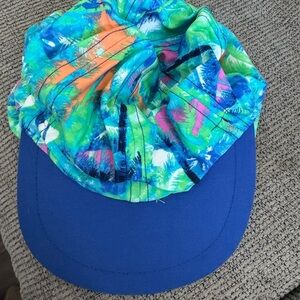 Colorful Tropical Print Cap with Blue Brim